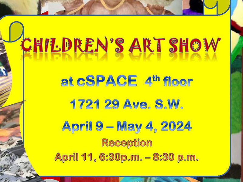 Yellow graphic as promo for Children's Art Show at cSpace Marda Loop