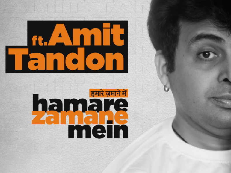 Black and white headshot with text that read ft. Amit Tandon